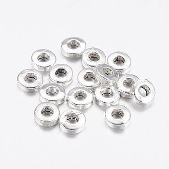 Tibetan Style Spacer Beads, Lead Free & Cadmium Free, Donut, Silver Color Plated, 6x2mm, Hole: 2.5mm