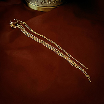 Alloy Earrings, Tassels Cuff Earrings for Women, Golden, 194x14mm