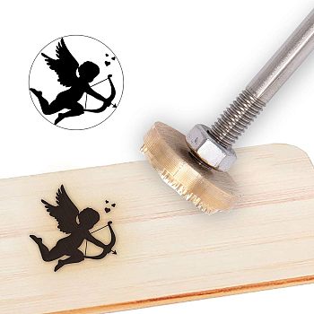 Stamping Embossing Soldering Brass with Stamp, for Cake/Wood, Angel & Fairy Pattern, 30mm
