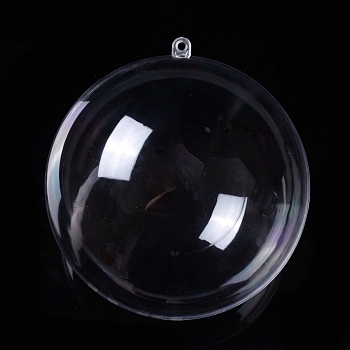 Openable Transparent Plastic Pendants, Fillable Plastic Bauble Christmas Ornament, Round, Clear, 12.9x11.9cm, Hole: 4mm, Inner Size: 11.7cm