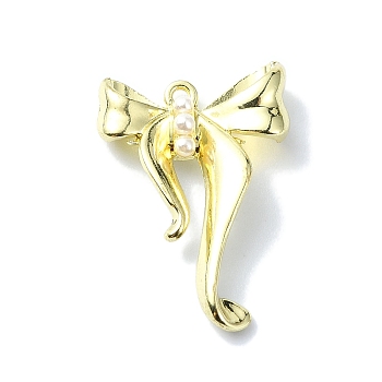 Alloy with Accylic Pendants, Bowknot, Golden, 24x16.5x5mm, Hole: 0.5mm