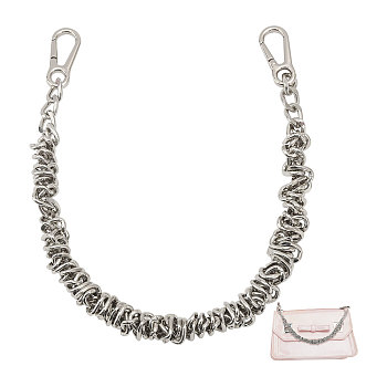 Purse Chains, Alloy Chain Bag Straps, for Handbag Replacement Accessories, Platinum, 39.2x1.4~1.5cm