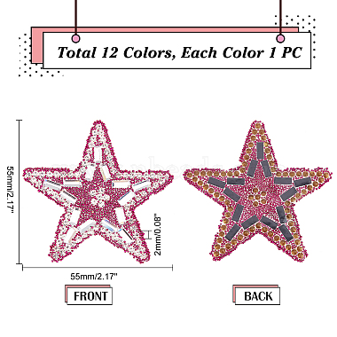 Elite 12Pcs 12 Colors Star Glitter Hotfix Rhinestone(DIY-PH0006-97)-5