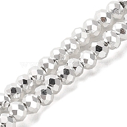 Electroplate Glass Beads Strands, Faceted, Rondelle, Silver, 3x2.5mm, Hole: 0.8mm, about 170~172pcs/strand, 16.73''(42.5cm)(EGLA-D030-15A-06)