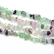 Natural Fluorite Beads Strands, Chips, 5~8x5~8mm, Hole: 1mm, about 31.5 inch(G-O049-B-16)