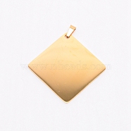 Stainless Steel Pendants, Rhombus, Golden, 47.5x47.5x1.5mm, Hole: 7.5x3mm(STAS-WH0016-25G)