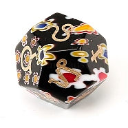 Handmade Millefiori Glass Classical 12-Sided Polyhedral Dice, Engrave Twelve Constellations Divination Game Toy, Black, 20x20mm(PW-WG55941-38)