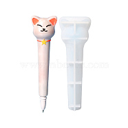 DIY Cat Ballpoint Pen Cover Silicone Molds, Resin Casting Molds, for UV Resin & Epoxy Resin Craft Making, White, 131x44.5x37mm(DIY-E055-02)