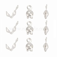 Iron Bead Tips, Calotte Ends, Clamshell Knot Cover, Silver Color Plated, 8x4mm, Hole: 1.5mm, Inner Diameter: 3mm(E037Y-S)