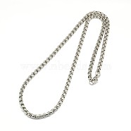 304 Stainless Steel Venetian Chain Box Chain Necklace Making, Stainless Steel Color, 24.02 inch(61cm), 3mm(X-STAS-A028-N031P-A)
