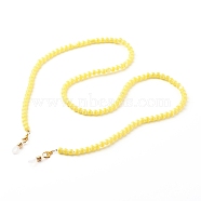 Eyeglasses Chains, Neck Strap for Eyeglasses, with Stripe Resin Beads, Alloy Lobster Claw Clasps and Rubber Loop Ends, Golden, Yellow, 75.6cm(AJEW-EH00353-01)