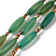 Natural Agate Beads Strands, Dyed & Heated, Rice, Green, 29.5~34x9.5~13.5mm, Hole: 2.5mm, about 10pcs/strand, 16''(41cm)(G-K334-01F)