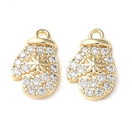 Brass Micro Pave Cubic Zirconia Charms, Glove Charms, Real 18K Gold Plated, 11x7x2.5mm, Hole: 1mm(KK-F862-06G)