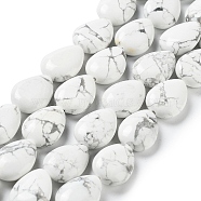 Natural Howlite Beads Strands, Teardrop, 17.5~18x13x6mm, Hole: 1.2mm, about 22pcs/strand, 15.24 inch(38.7cm)(G-L242-27)