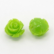 Synthetic Coral 3D Flower Rose Beads, Dyed, Yellow Green, 8x8mm, Hole: 1mm(CORA-A006-8mm-045)