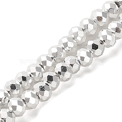 Electroplate Glass Beads Strands, Faceted, Rondelle, Silver, 3x2.5mm, Hole: 0.8mm, about 170~172pcs/strand, 16.73''(42.5cm)(EGLA-D030-15A-06)
