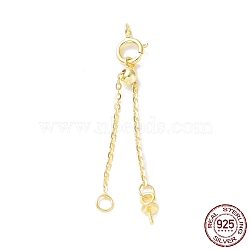 925 Sterling Silver Ends with Chains, Slider Beads, Spring Clasps and Peg Bails, Real 18K Gold Plated, 37mm, Hole: 1.8mm(STER-P050-03G)