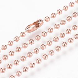 304 Stainless Steel Ball Chain Necklace, Rose Gold, 29.5 inch(75cm)x2.3mm(MAK-R012-02RG)