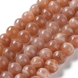Round Natural Grade B Sunstone Beads Strands, 10mm, Hole: 1mm, about 39pcs/strand, 15.3 inch(G-F222-33-10mm)