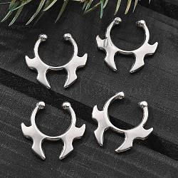 304 Stainless Steel Clip on Nose Rings, Fire Shape, Stainless Steel Color, 17x17x1.5mm(AJEW-A062-05P-01)