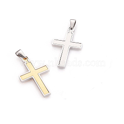 304 Stainless Steel Pendants, Cross, Mixed Color, 44x26x3mm, Hole: 4x6.5mm(STAS-E478-01)
