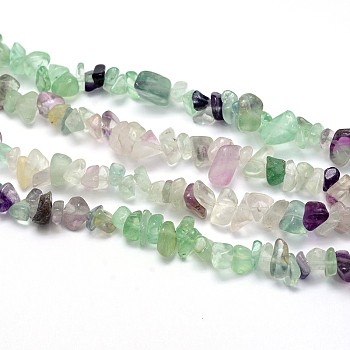 Natural Fluorite Beads Strands, Chips, 5~8x5~8mm, Hole: 1mm, about 31.5 inch