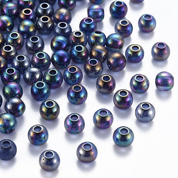 Transparent Acrylic Beads, AB Color Plated, Round, Medium Slate Blue, 6x5mm, Hole: 1.8mm, about 4400pcs/500g