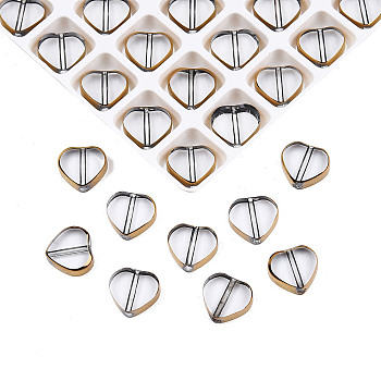 504Pcs Electroplated Glass Beads, Edge Plated, Heart, Dark Goldenrod, 8x8x2mm, Hole: 0.9mm