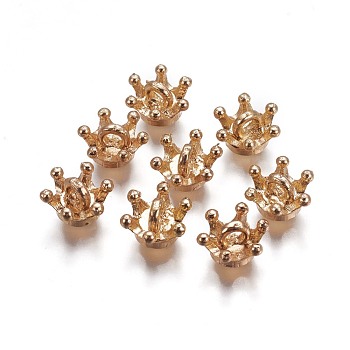 Alloy Bead Cap Pendant Bails, for Globe Glass Bubble Cover Pendants, Crown, Golden, 9.5x5.5mm, Hole: 1.8mm, Tray: 6mm
