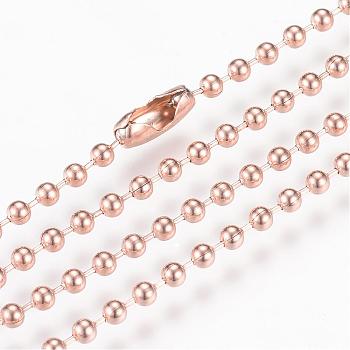 304 Stainless Steel Ball Chain Necklace, Rose Gold, 29.5 inch(75cm)x2.3mm