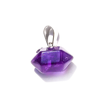 Natural Amethyst Double Terminal Pointed Pendants, Faceted Bullet Charms, 10x16mm