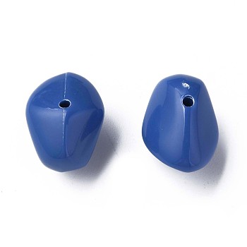 Opaque Acrylic Beads, Nuggets, Royal Blue, 12.5x18x13mm, Hole: 1.6mm, about 360pcs/500g