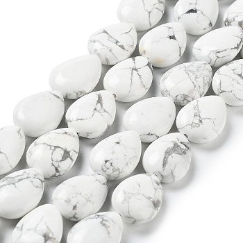 Natural Howlite Beads Strands, Teardrop, 17.5~18x13x6mm, Hole: 1.2mm, about 22pcs/strand, 15.24 inch(38.7cm)
