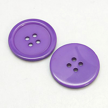 Resin Buttons, Dyed, Flat Round, Dark Orchid, 22x3mm, Hole: 2mm, 195pcs/bag