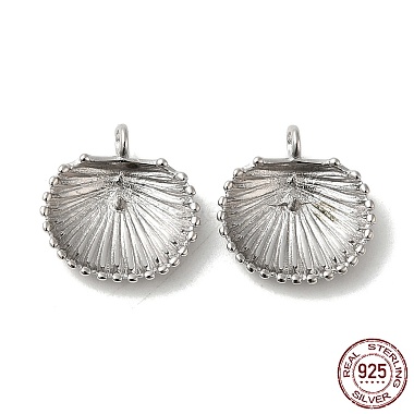 Real Platinum Plated Shell Shape Sterling Silver Charms