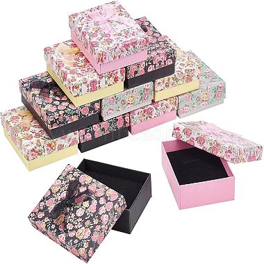 Mixed Color Rectangle Paper Jewelry Set Boxes