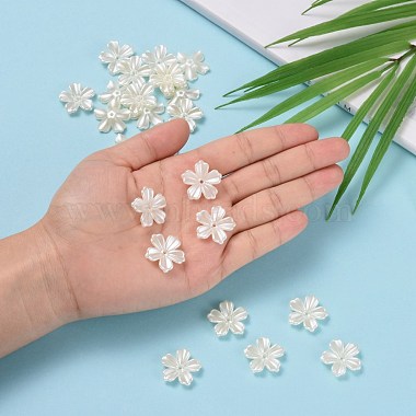 5-Petal Flower ABS Plastic Imitation Pearl Bead Caps(OACR-R016-21)-5