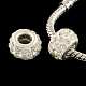 Polymer Clay Rhinestone European Large Hole Beads with Silver Color Plated Brass Cores(FPDL-R002-16)-1