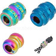 3Pcs 3 Style Outdoor EDC Tool Titanium Alloy Parachute Rope European Beads, Large Hole Beads, Column, Mixed Color, 12~14x10~12mm, Hole: 4.5~4.8mm, 1pc/style(FIND-NB0004-97A)