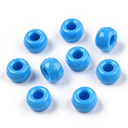 Opaque Plastic Beads, Barrel, Deep Sky Blue, 9x6mm, Hole: 3.8mm, about 1950pcs/500g(KY-T025-01-F04)