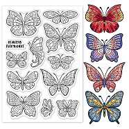 PVC Plastic Stamps, for DIY Scrapbooking, Photo Album Decorative, Cards Making, Stamp Sheets, Butterfly Pattern, 16x11x0.3cm(DIY-WH0167-57-0319)