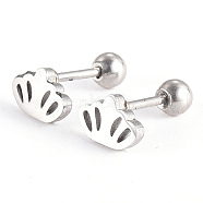 201 Stainless Steel Barbell Cartilage Earrings, Screw Back Earrings, with 304 Stainless Steel Pins, Crown, Stainless Steel Color, 5.5x8x2mm, Pin: 1mm(EJEW-R147-05)