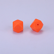 Hexagonal Silicone Beads, Chewing Beads For Teethers, DIY Nursing Necklaces Making, Dark Orange, 23x17.5x23mm, Hole: 2.5mm(SI-JX0020A-37)
