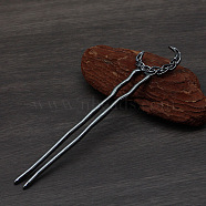 Moon Alloy Hair Forks, Viking Hair Accessories for Women, Gunmetal, 145mm(PW-WG80575-03)