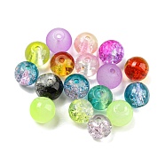 Glass Beads, Round, Transparent Crackle/Frosted, Mixed Style, Mixed Color, 6x5.5mm, Hole: 1.2~1.4mm, about 1818Pcs/500g(GLAA-XCP0001-22)