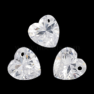 Cubic Zirconia Charms, Faceted, Heart, Clear, 8x8x4.5mm, Hole: 1mm(ZIRC-N034-12)