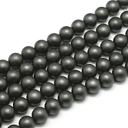 Frosted Non-magnetic Synthetic Hematite Round Bead Strands, Grade AA, 3mm, Hole: 0.8mm, about 133pcs/strand, 16 inch(G-J344-3mm)