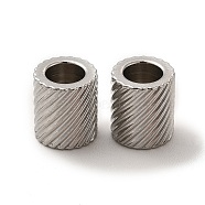 201 Stainless Steel European Beads, Large Hole Beads, Column, Stainless Steel Color, 9x7.3mm, Hole: 4.2mm(STAS-M089-01P)