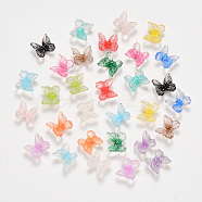 3D Resin Cabochons, with Glitter Powder, Butterfly, Mixed Color, 6.5x7x3.5mm(RESI-S364-52A)