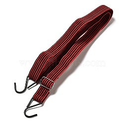 Latex Adjustable Flat Strap with Anti-Rust Iron Hooks, for Motorcycle Bike Mountain Luggage, Dark Red, 785~1380x28x4mm, clasp: 63.5x40x4mm.(AJEW-M042-01B)